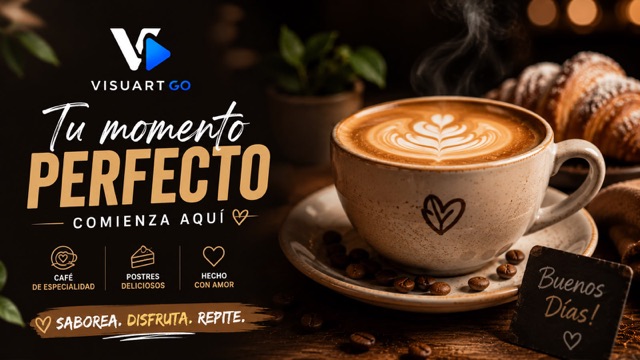 Anuncio para cafeterías hecho con VisuartGo
