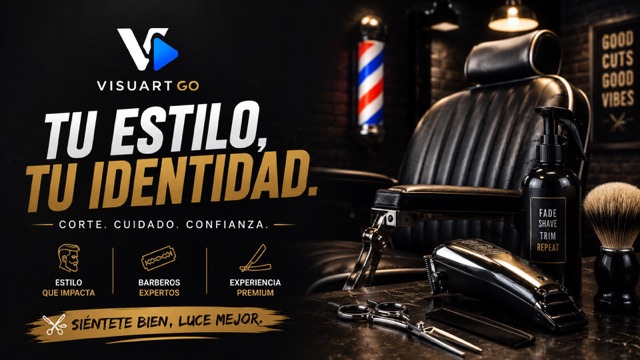 Anuncio para barberías hecho con VisuartGo